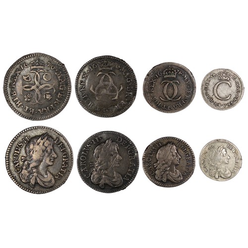 79 - 1676 Maundy Set, Charles II. A made set with uneven toning, nFine to nVF and presented in modern red... 