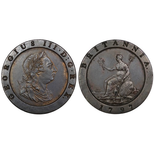 69 - 1797 Twopence, George III. A small scratch to base of ribbon and a couple of minor edge nicks otherw... 