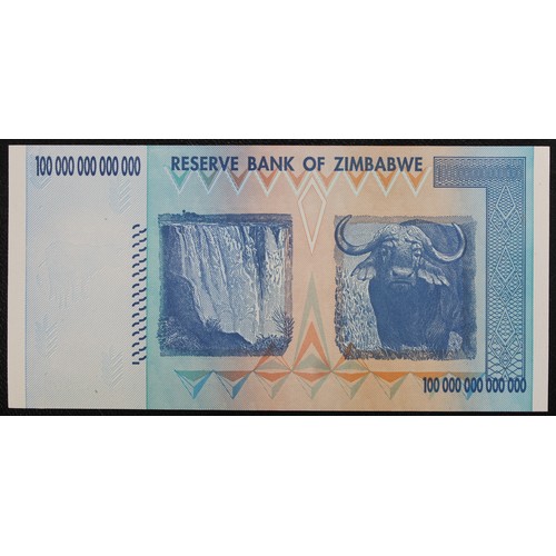 20 - Zimbabwe, Reserve Bank, 100 Trillion Dollars. Printed during the time of hyperinflation these notes,... 