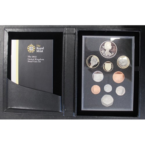 395 - 2012 Royal Mint 10-coin proof set including Queen Elizabeth II Diamond Jubilee £5 coin in book-style... 