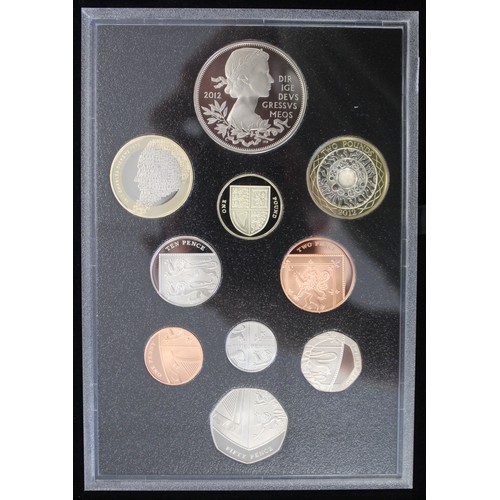 395 - 2012 Royal Mint 10-coin proof set including Queen Elizabeth II Diamond Jubilee £5 coin in book-style... 