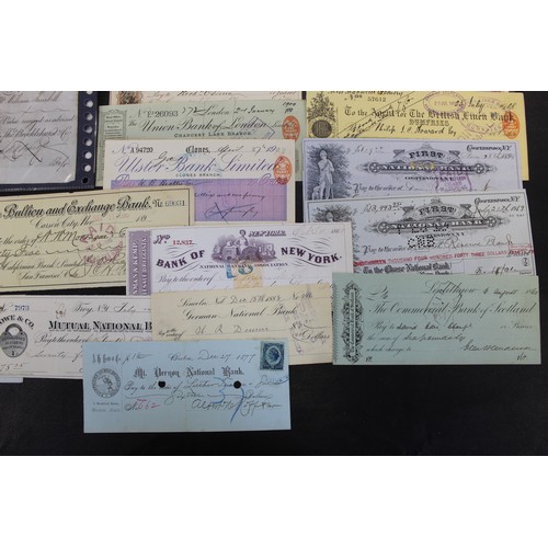 27 - A fascinating assortment of UK & World cheques and promissory notes, predominantly from the 19th... 