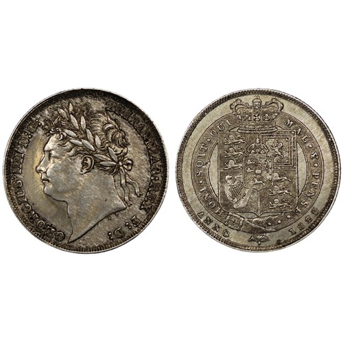 109 - 1825 Shilling, George IV. Obv. laureate bust, Rev. crowned square shield in garter. Attractive if so... 