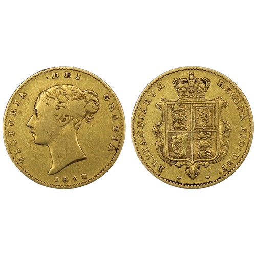 153 - 1838 Half Sovereign, Victoria. The first circulation half sovereign issued under the reign of the ne... 