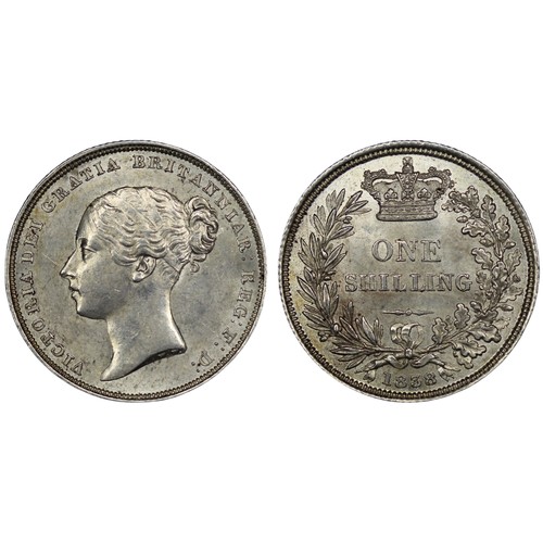 110 - 1838 Shilling, Victoria. Obv. young head with W.W. raised on truncation. A few light contact marks o... 