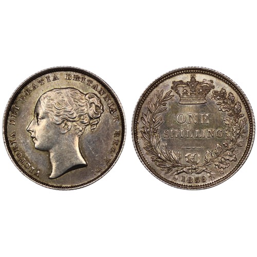 111 - 1839 Shilling, Victoria. Obv. second young head with no W.W. on truncation. Attractively toned with ... 