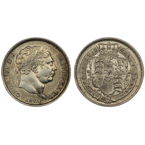 108 - 1820 Shilling, George III. A few light contact marks otherwise EF/gEF with hairlines to obverse fiel... 