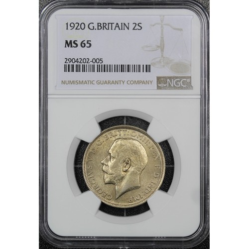 121 - TOP POP 1920 Florin, NGC MS65, George V. A choice example with only light weakness of strike to the ... 