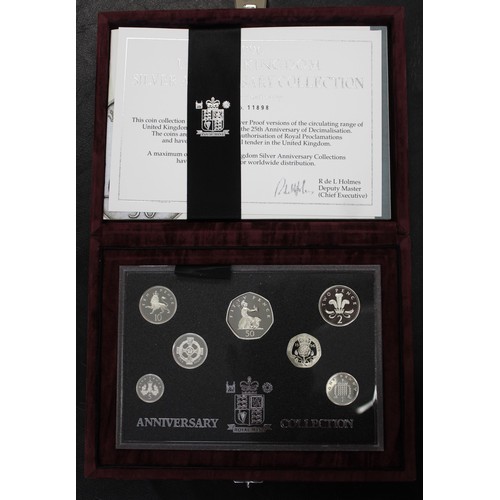 391 - 1996 Silver Anniversary proof 7-coin collection. From £1 coin to 1p struck in sterling silver and pr... 