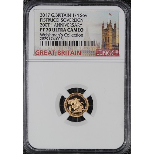 79 - NGC PF70 Ultra Cameo 2017 Proof quarter sovereign, Elizabeth II. Special reverse design commemoratin... 