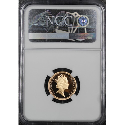 88 - NGC PF70 Ultra Cameo 1994 Proof half sovereign, Elizabeth II. Obverse portrait by Raphael Maklouf. A... 