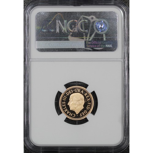 101 - NGC PF70 Ultra Cameo 2022 Proof half sovereign, Charles III. Memorial special reverse design by Jody... 