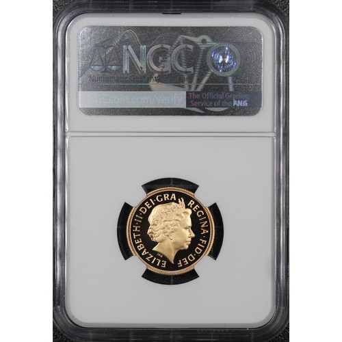 116 - NGC PF70 Ultra Cameo 2002 Proof sovereign, Elizabeth II. Obverse portrait by Ian Rank-Broadley, spec... 