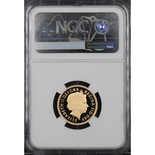 119 - NGC PF70 Ultra Cameo 2013 Proof sovereign, Elizabeth II. Obverse portrait by Ian Rank-Broadley. As s... 