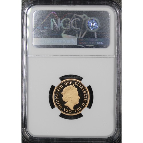 121 - NGC PF70 Ultra Cameo 2015 Proof sovereign, Elizabeth II. Fifth obverse portrait by Jody Clark. As st... 