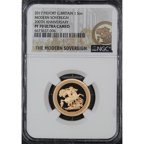 124 - NGC PF70 Ultra Cameo 2017 Piedfort proof sovereign, Elizabeth II. Special reverse design commemorati... 