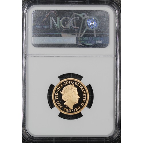 124 - NGC PF70 Ultra Cameo 2017 Piedfort proof sovereign, Elizabeth II. Special reverse design commemorati... 