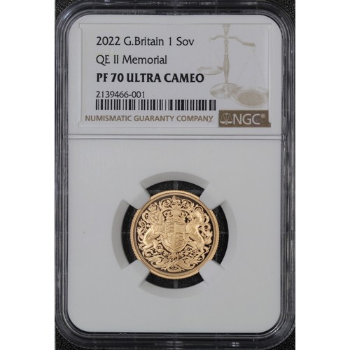 130 - PF70 Ultra Cameo 2022 Proof sovereign, Charles III. Memorial special reverse design by Jody Clark. A... 