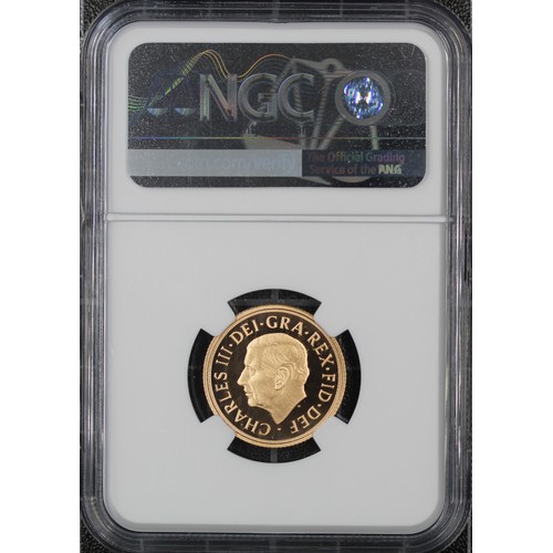 130 - PF70 Ultra Cameo 2022 Proof sovereign, Charles III. Memorial special reverse design by Jody Clark. A... 