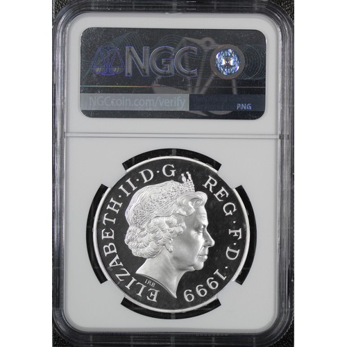 201 - NGC PF69 Ultra Cameo 1999 Silver proof £5, Elizabeth II. Struck to commemorate the turn of the Mille... 