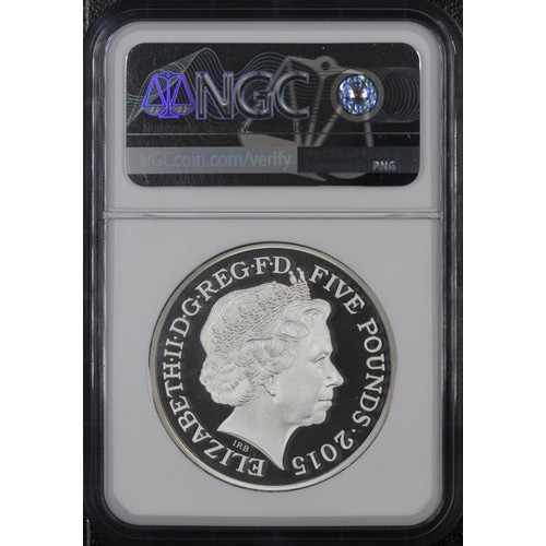 205 - NGC PF69 Ultra Cameo, 2015 Silver proof piedfort £5 commemorating the 50th Anniversary of the Death ... 