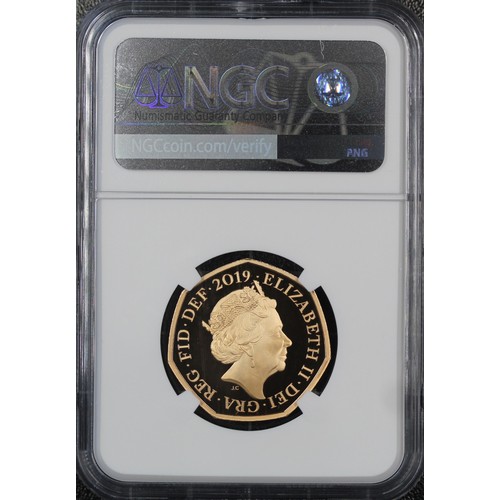 165 - NGC PF70 Ultra Cameo 2019 Gold proof 50p, Roger Bannister 4-minute mile, Elizabeth II. Struck as par... 