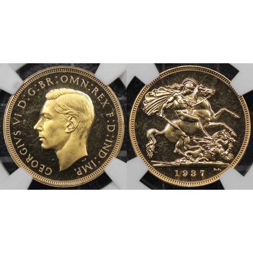 109 - 1937 Proof Sovereign, NGC PF64* George VI. A striking example with obverse cameo, the reverse just l... 