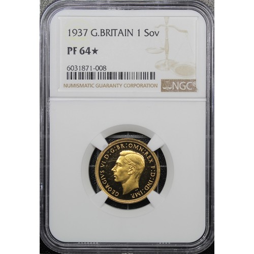 109 - 1937 Proof Sovereign, NGC PF64* George VI. A striking example with obverse cameo, the reverse just l... 