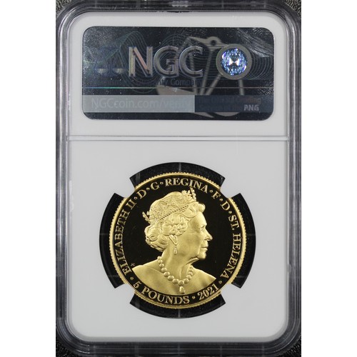 162 - Top Pop St. Helena, NGC PF68 Ultra Cameo 2021 gold proof five pounds featuring Napoleon's Angel stru... 