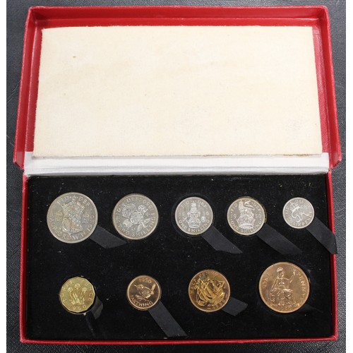 76 - 1950 Proof set, George VI, in original red box of issue. Obverses with signs of ribbon toning, the b... 