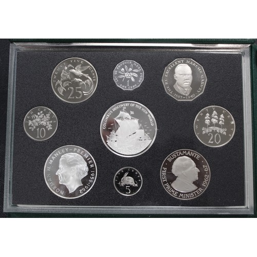 326 - Jamaica 1989 & 1990 Proof 9-coin year sets, each with two issues in silver. Struck by the Royal ... 