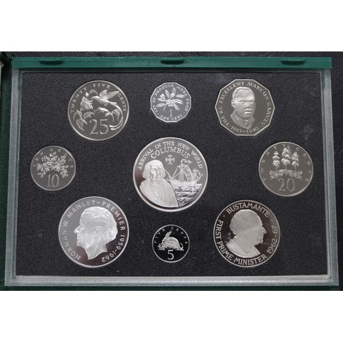 326 - Jamaica 1989 & 1990 Proof 9-coin year sets, each with two issues in silver. Struck by the Royal ... 