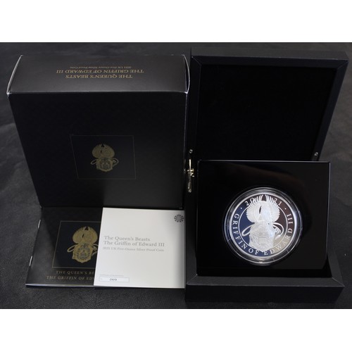 226 - 2021 5oz silver proof Queen's Beasts, The Griffin of Edward III, Elizabeth II. One of the most popul... 