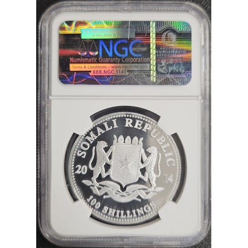 286 - Somalia, NGC MS69, 2014 100 Shilling. Part of the African Wildlife series and featuring the Elephant... 