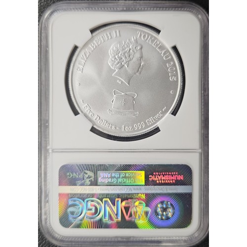 287 - Tokelau, NGC MS69, 2015 $5 featuring the Mokoha great white shark. The second coin in Tokelau Fish s... 