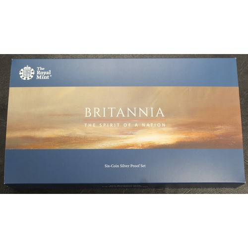 221 - 2019 Silver Proof Britannia 6-coin set featuring special reverse design by David Lawrence. Set compr... 