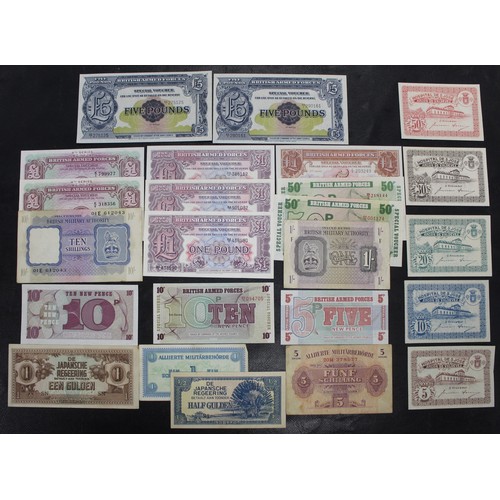 12 - UK & World banknotes and emergency currency (27) to include a denomination set from the Hospital... 