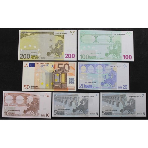 1 - 2002 Series Euro Banknotes (€390 total). All uncirculated and ranging from €200 note to €5 note and ... 