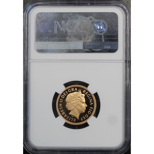 117 - NGC PF70 Ultra Cameo 2005 Proof sovereign, Elizabeth II. Special reverse design with stylised St. Ge... 