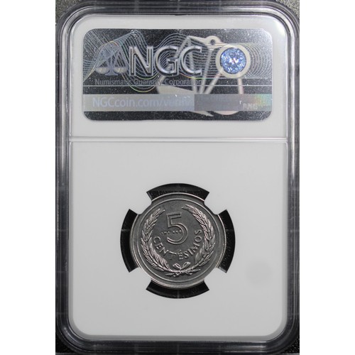 305 - Uruguay, NGC MS64 undated (c.1960) trial 5 Centesimos struck by the Royal Mint on a steel planchet. ... 