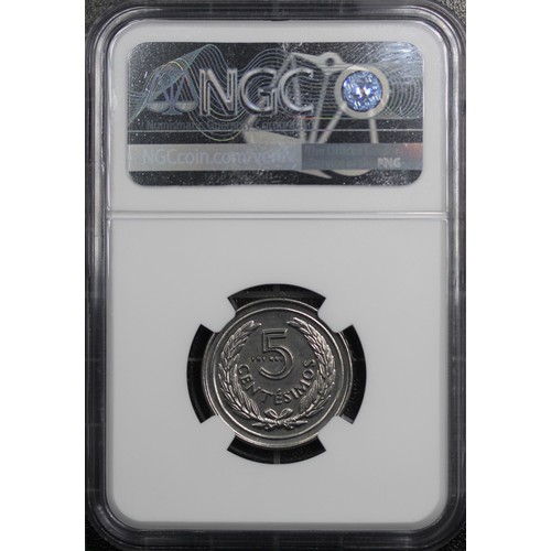 303 - Uruguay, NGC MS65 undated (c.1960) trial 5 Centesimos struck by the Royal Mint on a steel planchet. ... 