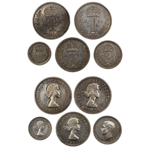 68 - A selection of 20th century Maundy oddments including 1954 fourpence (2), 1954 twopence, 1954 penny ... 