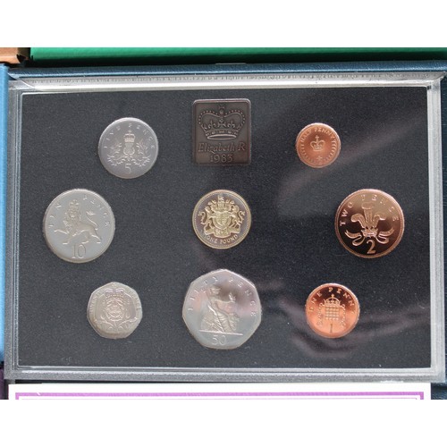 213 - Royal Mint proof sets (13) comprising a full date run from 1970 to 1983 except 1979. The last in blu... 