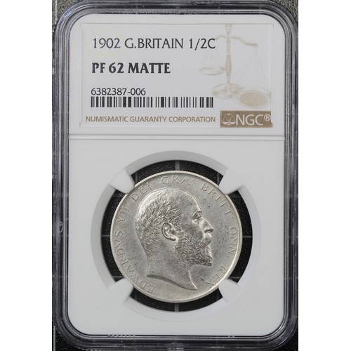 75 - 1902 Matt proof halfcrown, NGC PF62 Matte, Edward VII. A few surface marks to the fields otherwise a... 