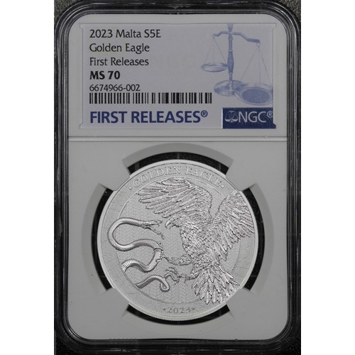 336 - Malta, 2023 silver 5 Euro, NGC MS70. A private issue struck in 1oz fine silver by the Germania Mint ... 