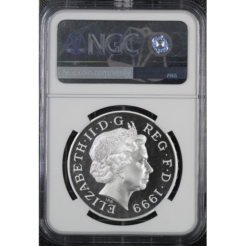 282 - NGC PF69 Ultra Cameo 1999 Silver proof £5, Elizabeth II. Struck to commemorate the turn of the Mille... 