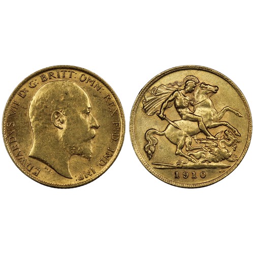 188 - 1910 Half sovereign, Edward VII. Reverse B with B.P. in exergue. gVF. [Marsh 513, S.3974B]