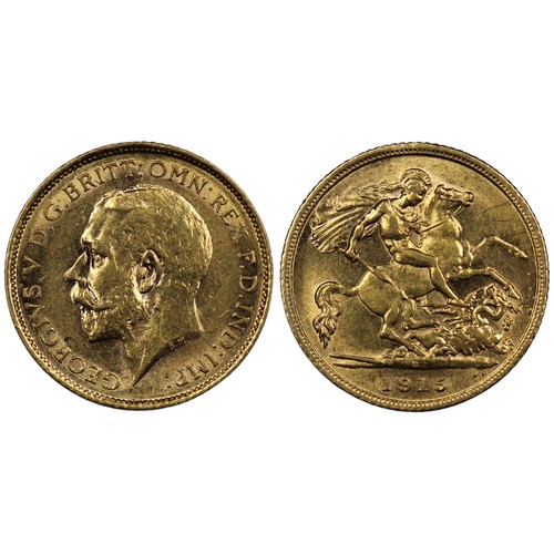 218 - Australia, 1915-S Half sovereign, George V. Sydney mint. Once cleaned otherwise EF or better with un... 