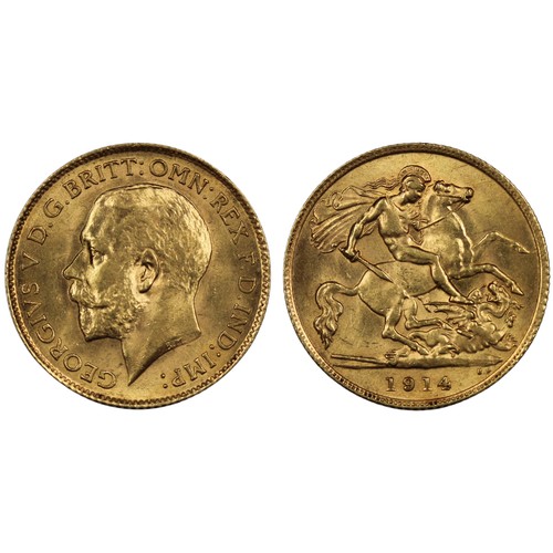 200 - 1914 Half sovereign, George V. EF with soft underlying lustre. [Marsh 529, S.4006]