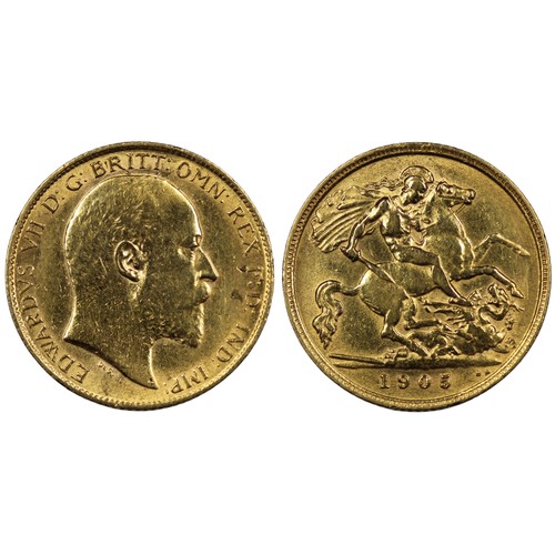 179 - 1905 Half sovereign, Edward VII. Reverse B with B.P. in exergue. Cleaned, VF. [Marsh 508, S.3674B]... 